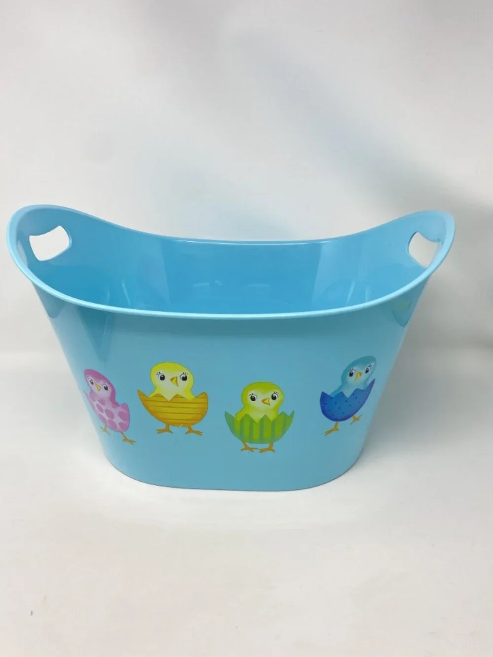 Target Happy Easter Plastic Tub Light Blue - Spritz™ Handles Bunny Chicks